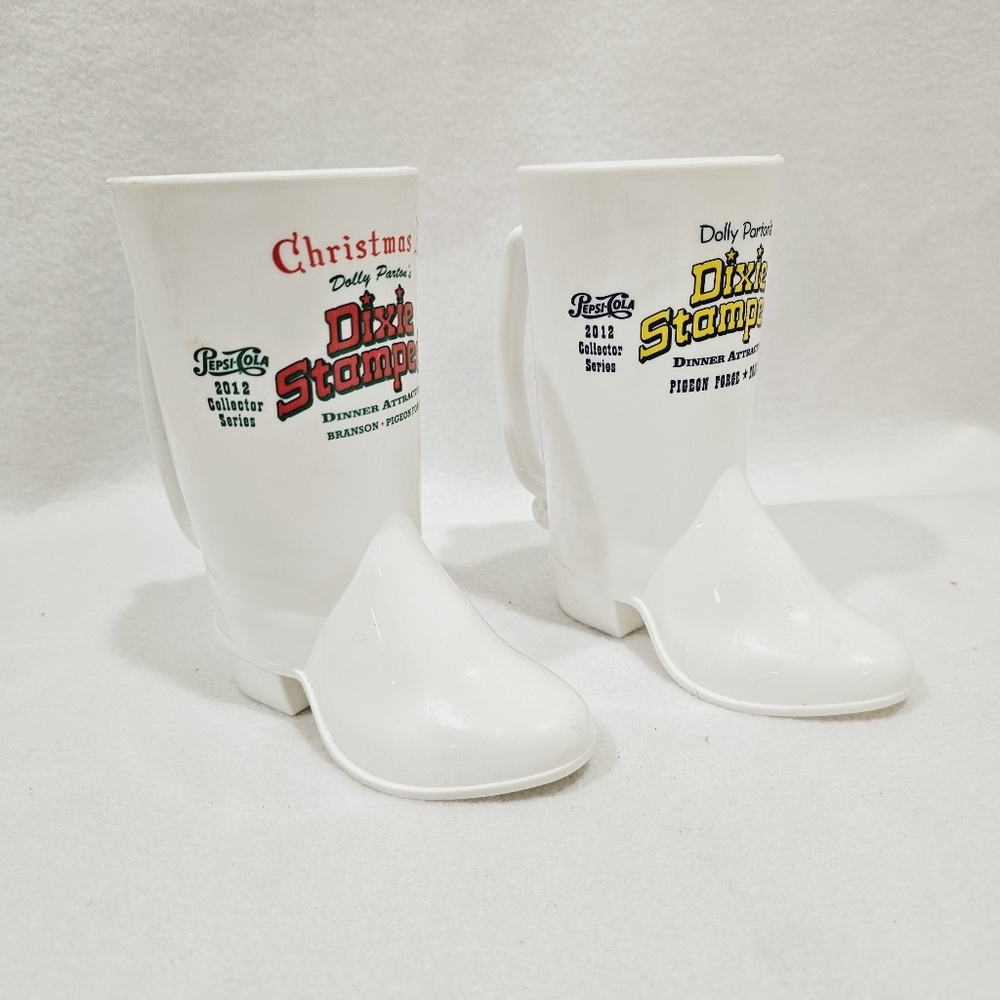 2012 Dolly Parton's Dixie Stampede Plastic Boot Cups Set Of 2